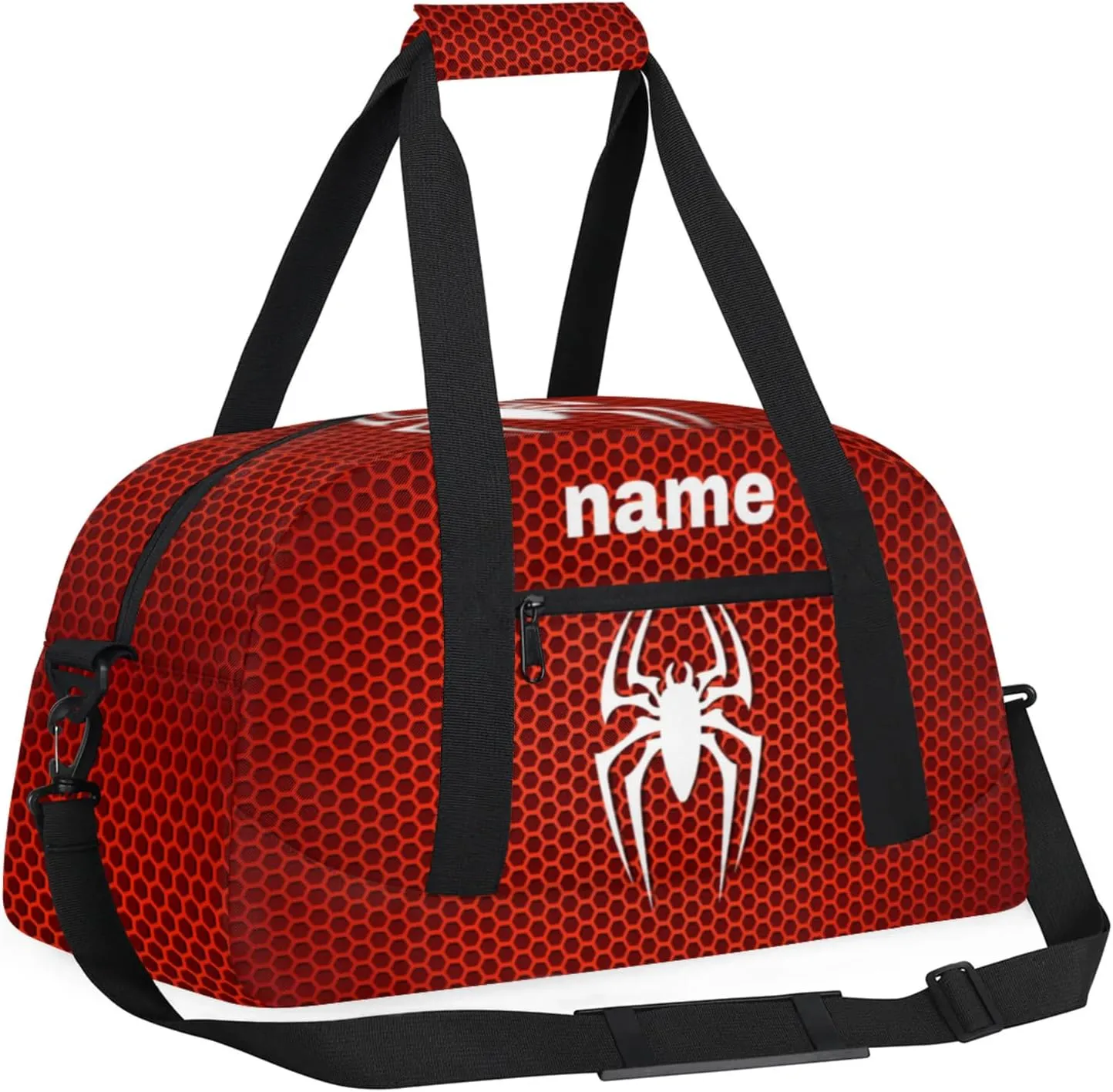 Yzrwebo Spiders Pattern Custom Name Gym Duffle Bag Personalized Sport Duffle Gymnastics Bags Customized Weekend Overnighter Travel Bags