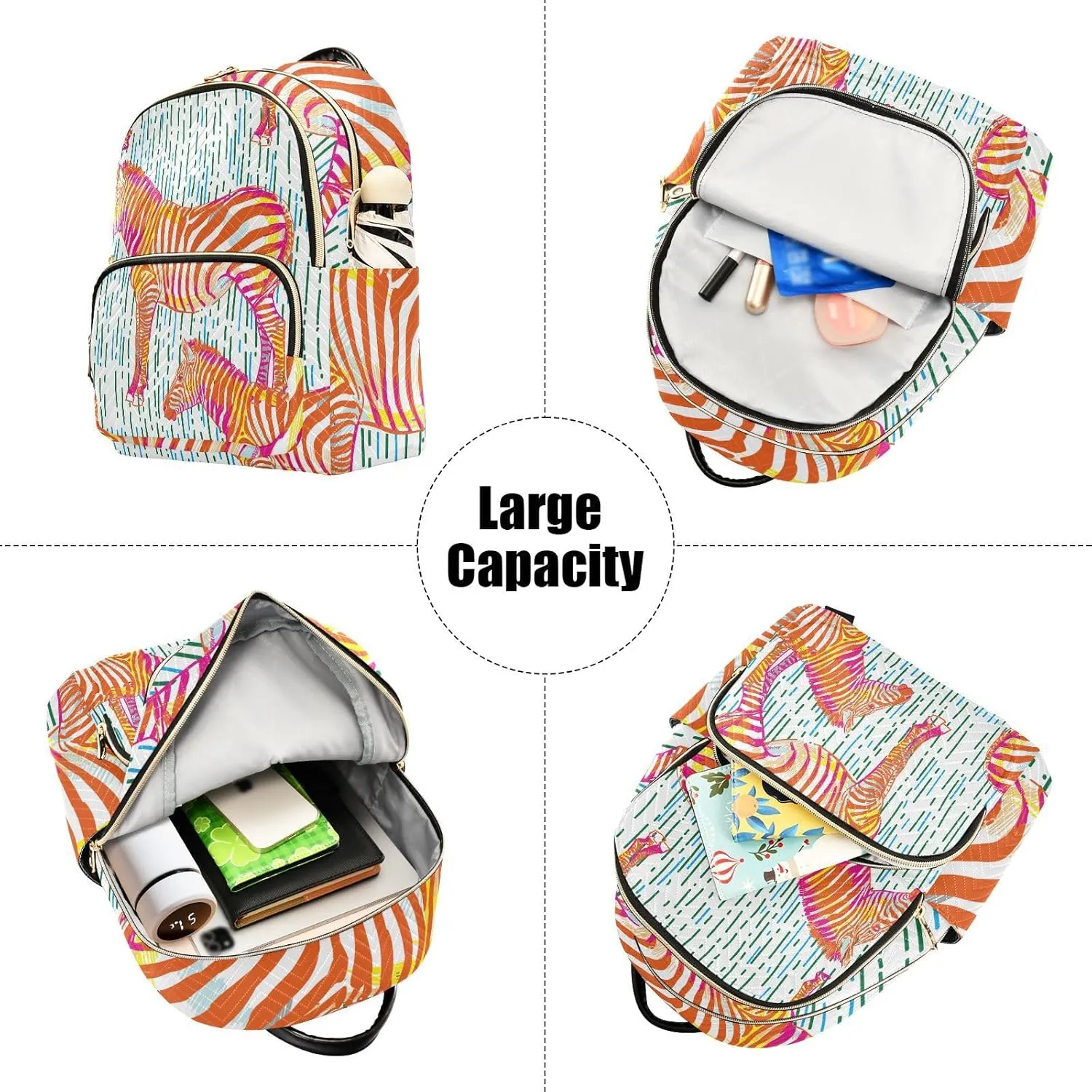 Zebra Print Trendy Backpack Purse for Women and Anti-theft Ladies Shoulder Travel Daypacks Bags(Small Pattren 2)