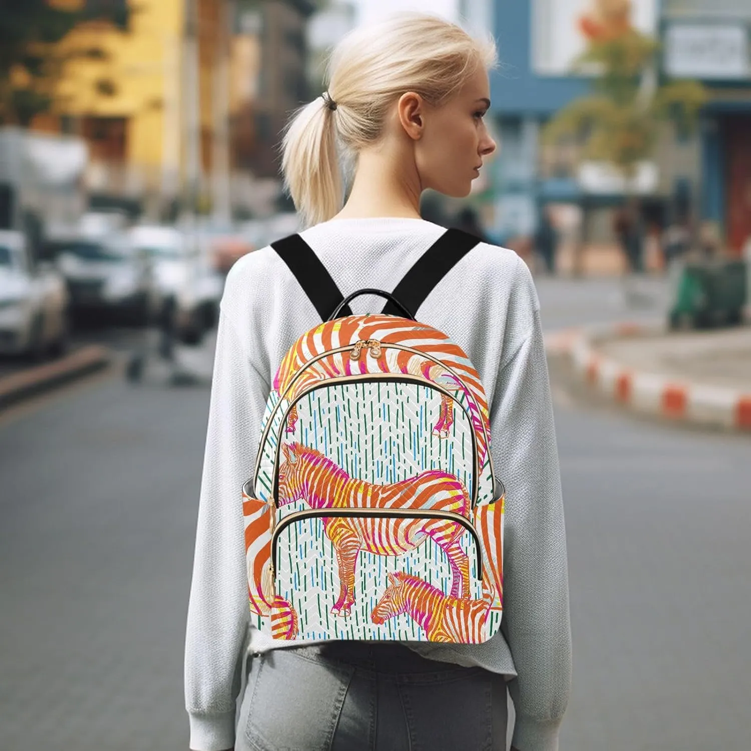 Zebra Print Trendy Backpack Purse for Women and Anti-theft Ladies Shoulder Travel Daypacks Bags(Small Pattren 2)