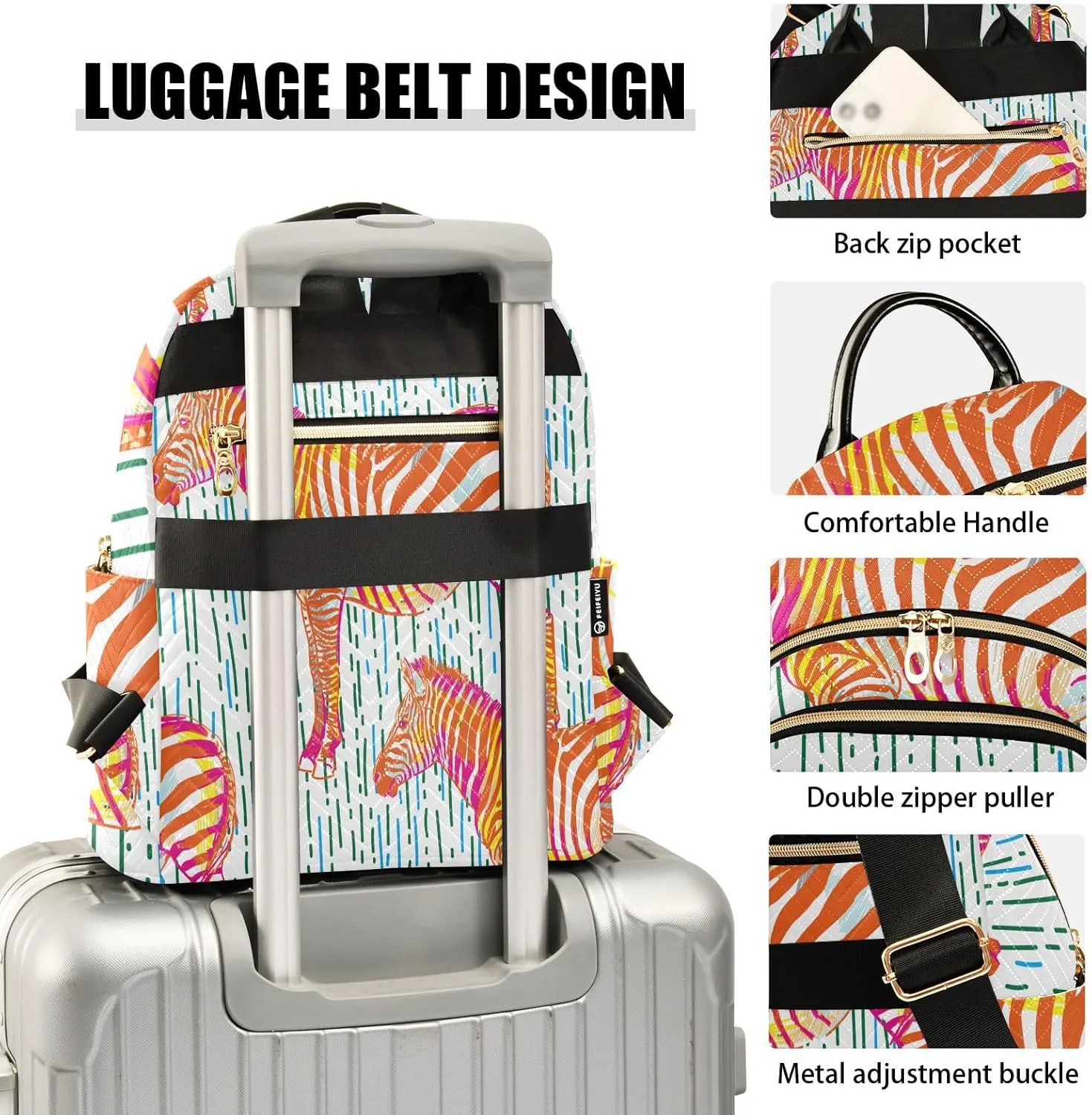Zebra Print Trendy Backpack Purse for Women and Anti-theft Ladies Shoulder Travel Daypacks Bags(Small Pattren 2)