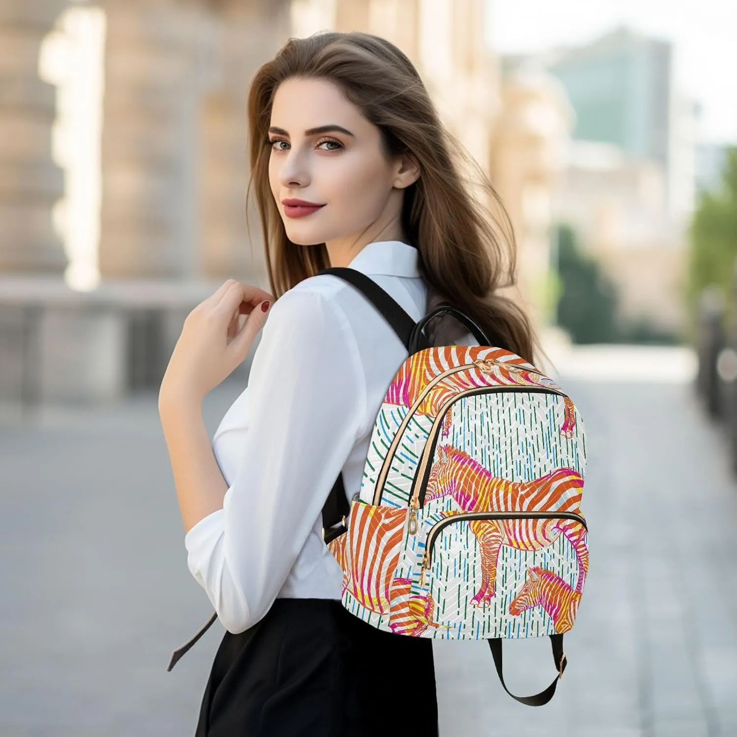 Zebra Print Trendy Backpack Purse for Women and Anti-theft Ladies Shoulder Travel Daypacks Bags(Small Pattren 2)